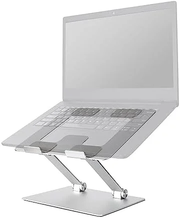 Amazon Basics Sturdy and Portable Ergonomic Laptop Stand for Desk, Height Adjustable Riser with Ventilated Cooling, Foldable, Fits all Laptops up to