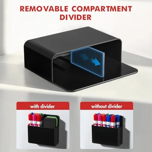 BEYGORM 2 Pack Plastic Magnetic Pen Holder for Refrigerator - Dry Erase Marker Holder for Whiteboard，Magnet School Locker Organizer Accessories