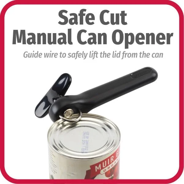 Good Cook Can Opener, Safe Cut Manual Can Opener, no Sharp Can Edges, Black