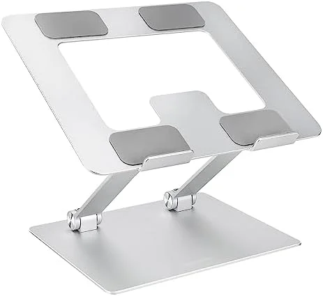 Amazon Basics Sturdy and Portable Ergonomic Laptop Stand for Desk, Height Adjustable Riser with Ventilated Cooling, Foldable, Fits all Laptops up to