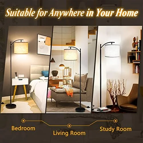 ROTTOGOON Floor Lamp for Living Room with 3 Color Temperatures LED Bulb - Standing Lamp Tall Industrial Floor Lamp Reading for Bedroom, Office (9W LED