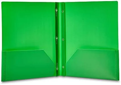 Amazon Basics Heavy Duty Plastic Folders with 2 Pockets for Documents - Letter Size Paper, School Supplies Organization, Assorted Colors, Pack of 12