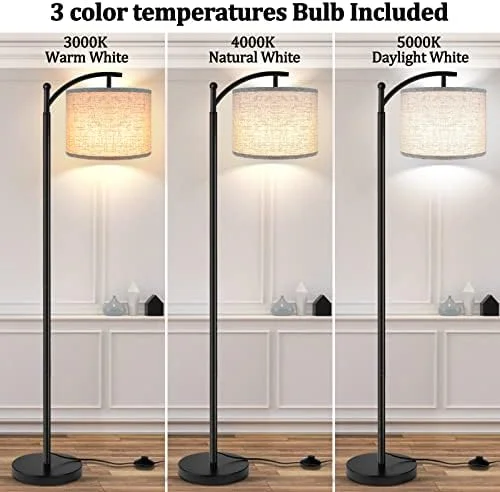 ROTTOGOON Floor Lamp for Living Room with 3 Color Temperatures LED Bulb - Standing Lamp Tall Industrial Floor Lamp Reading for Bedroom, Office (9W LED